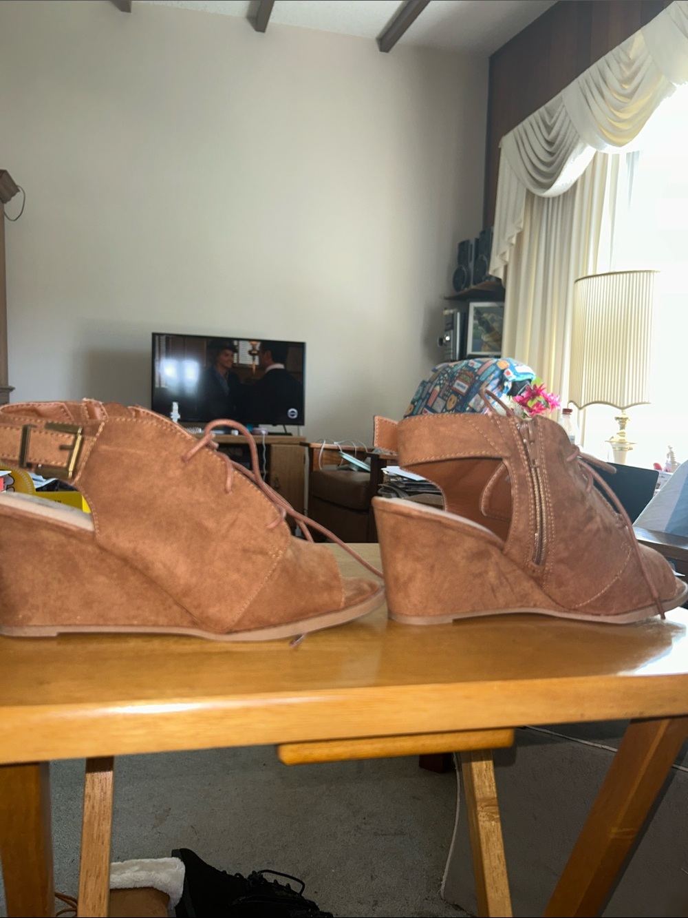 So Women’s Tan Suede Wedge Sandals - Stylish Lace-Up Design